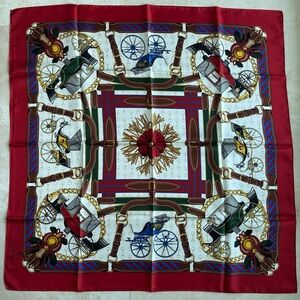 Authentic Brooks Brothers Equestrian Carriage Print 100% Silk Scarf